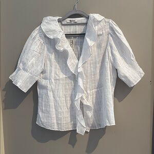 Madewell White Ruffled Blouse